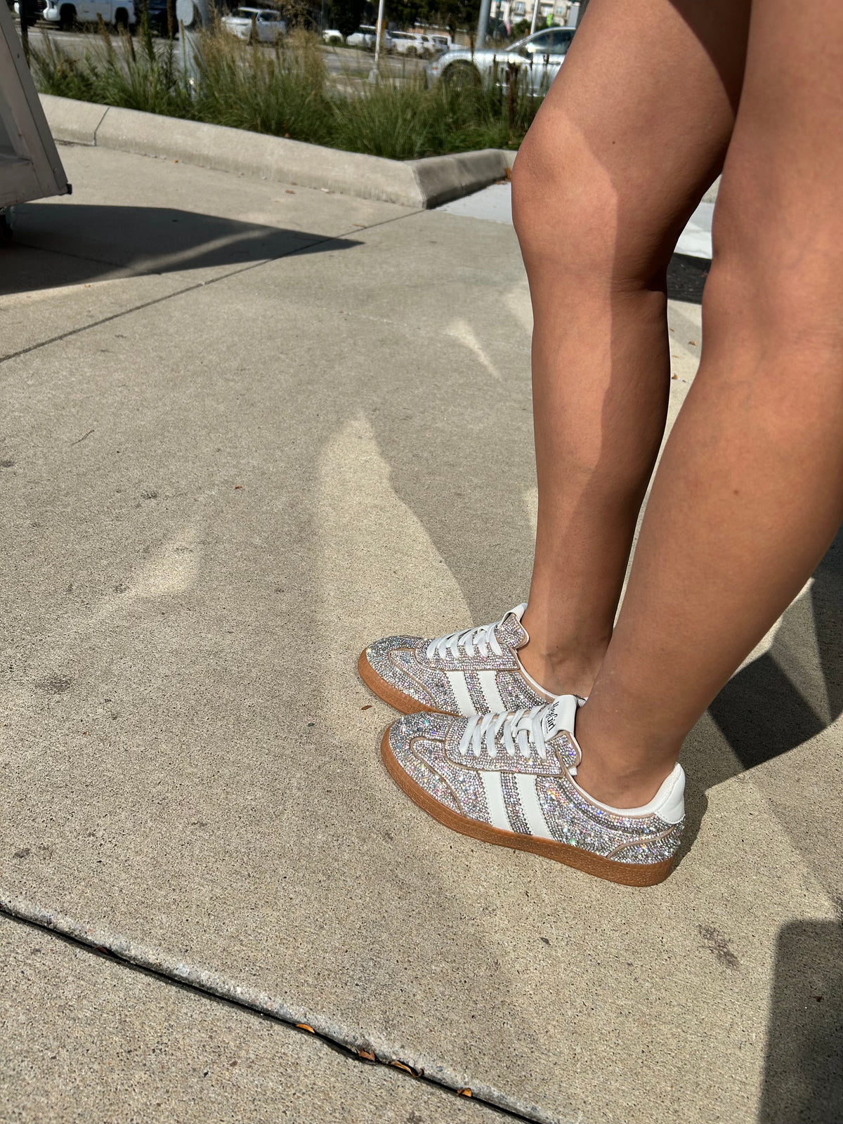 Rhinestone Sneakers Cream