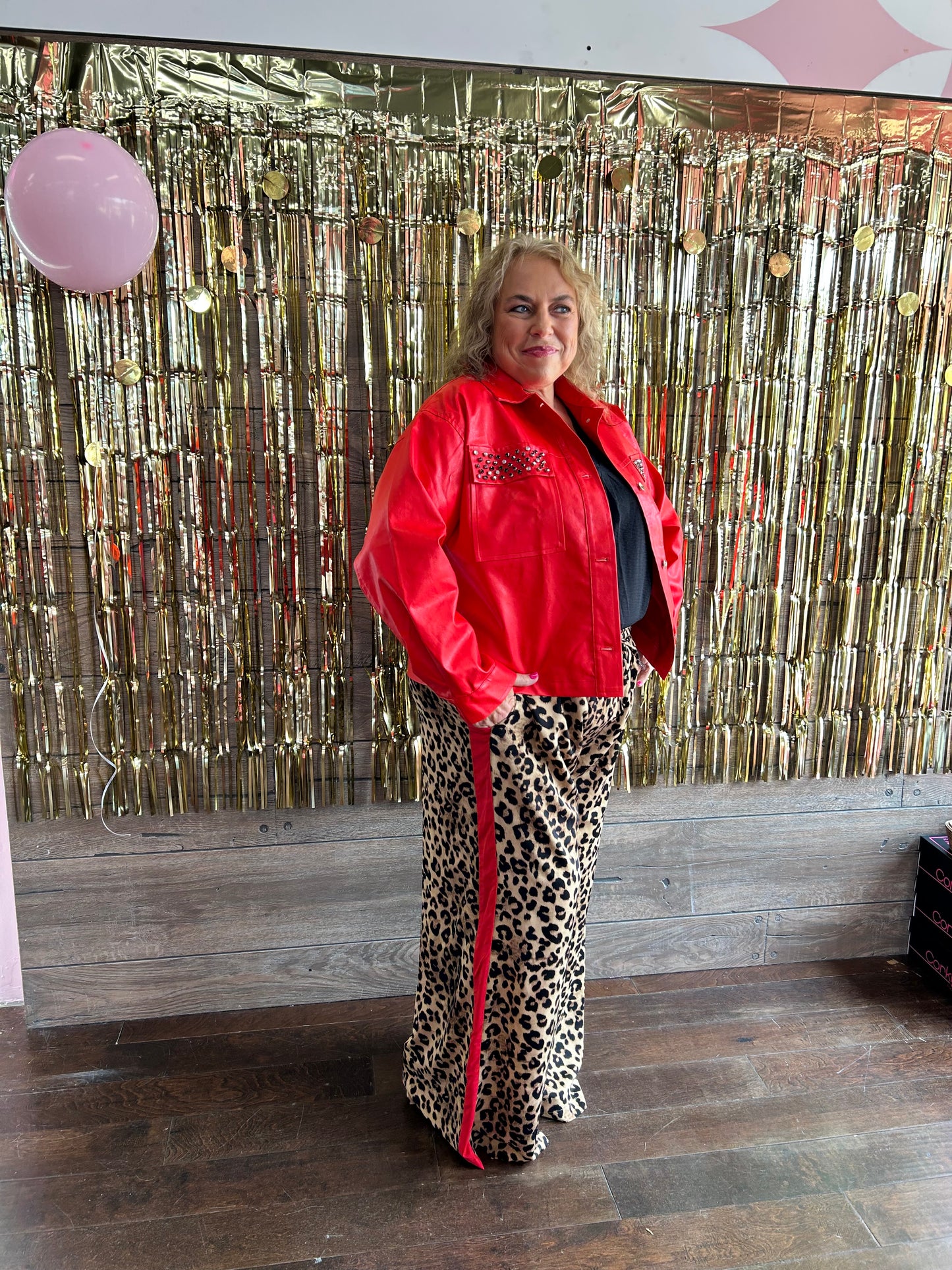 Curvy Leopard Print Red Pants