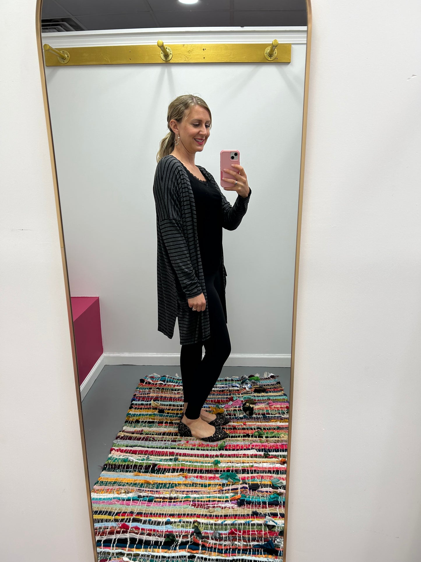 Striped Cardigan Gray