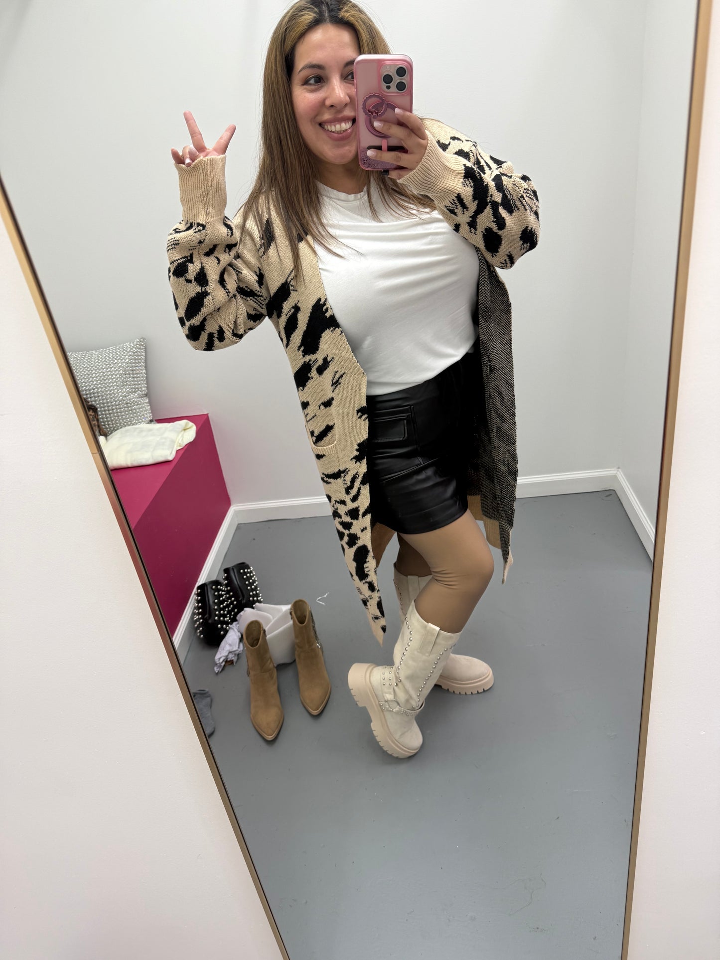 Abstract Animal Print Cardigan