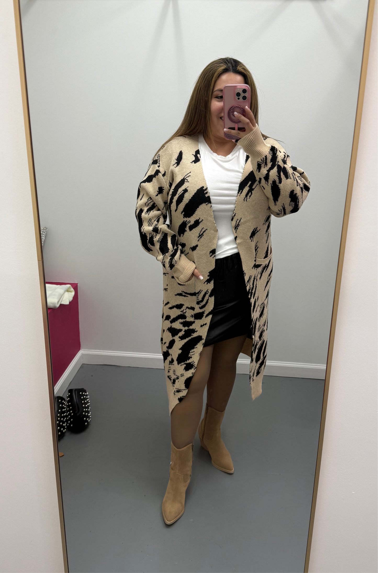 Abstract Animal Print Cardigan