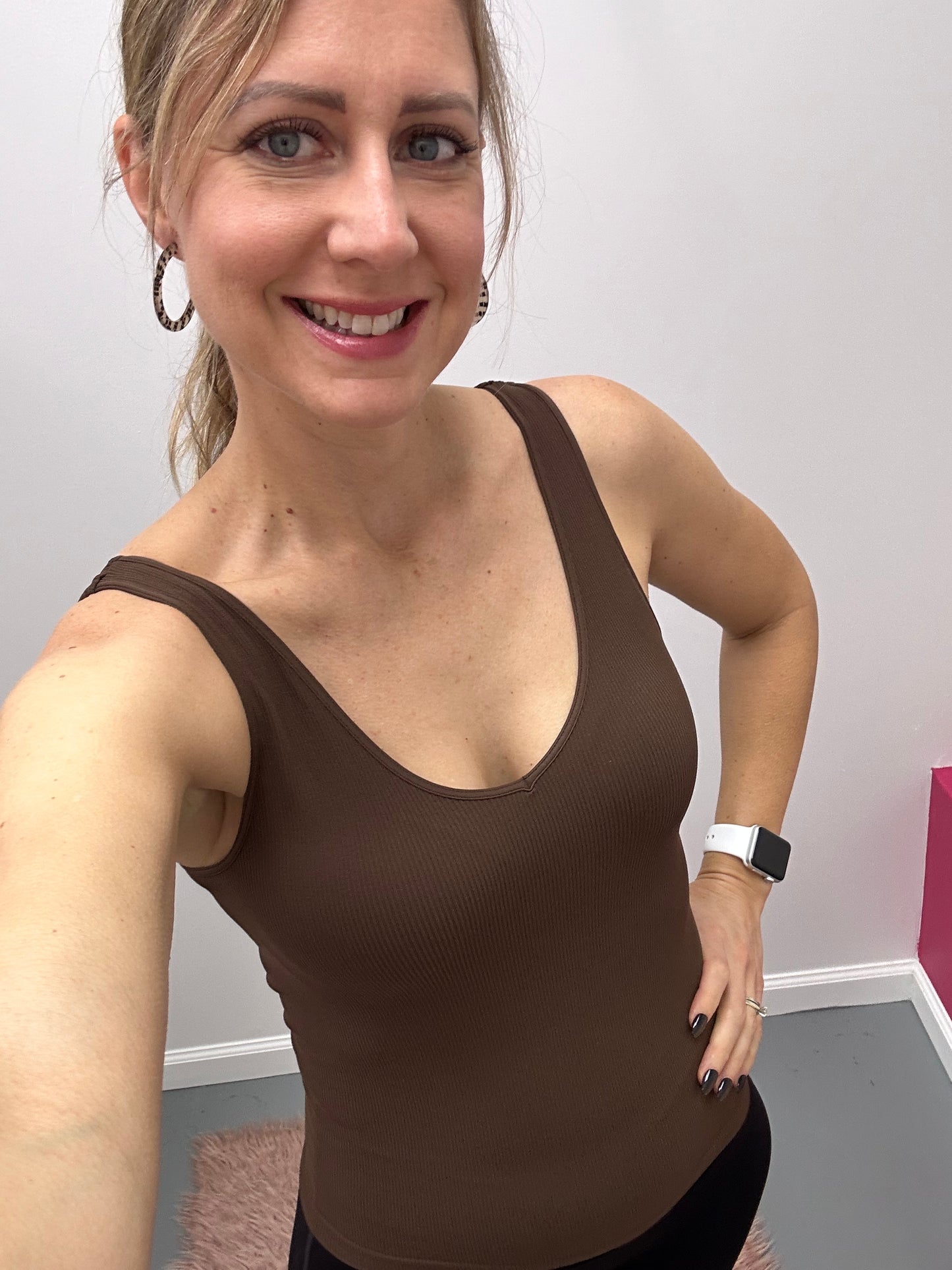 Ribbed Reversible Tank Cocoa