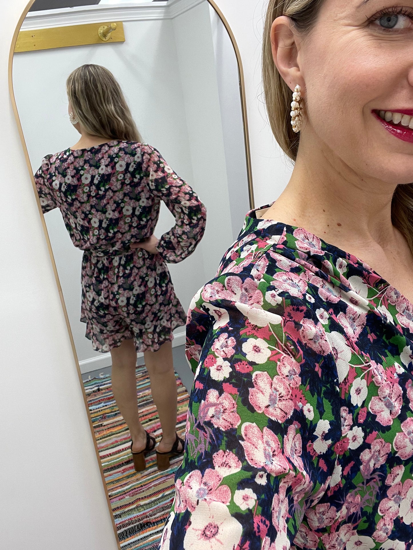 V Neck Floral Romper Pockets