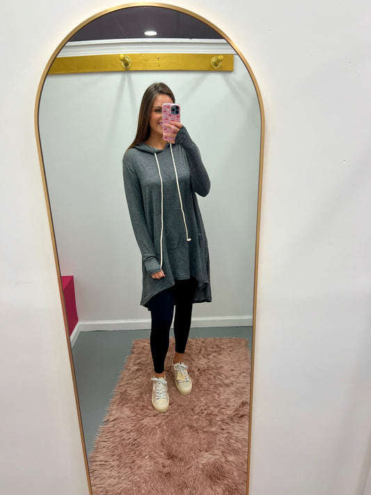 Hoodie Comfy Tunic Charcoal