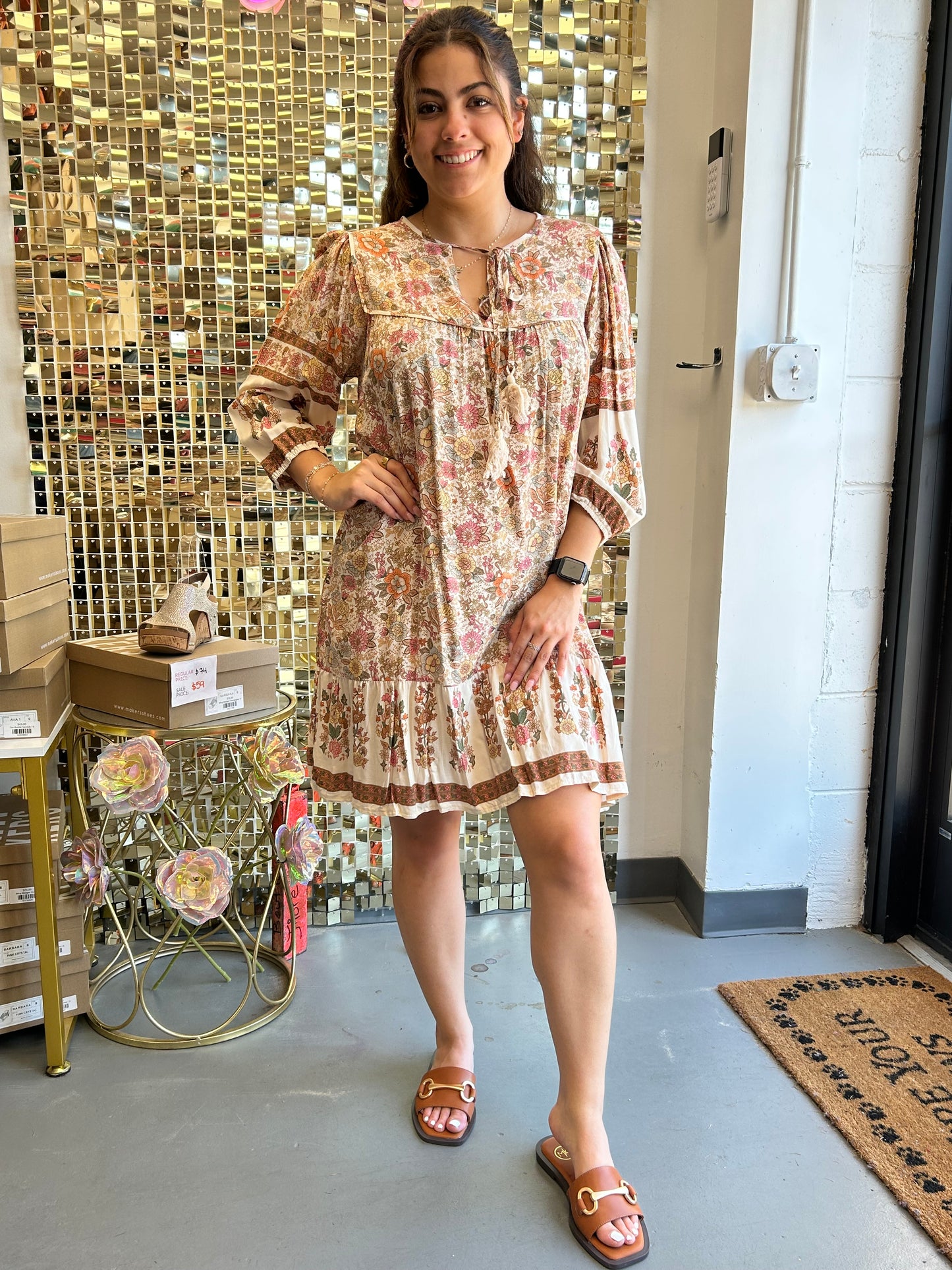 Boho Dress Cream Floral