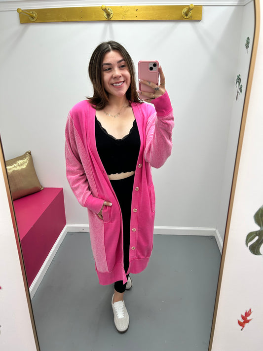 Sweatshirt Cardigan Pink