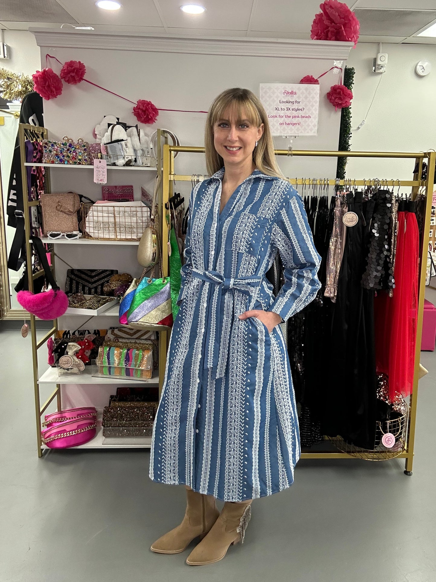 Embroidered Shirt Dress