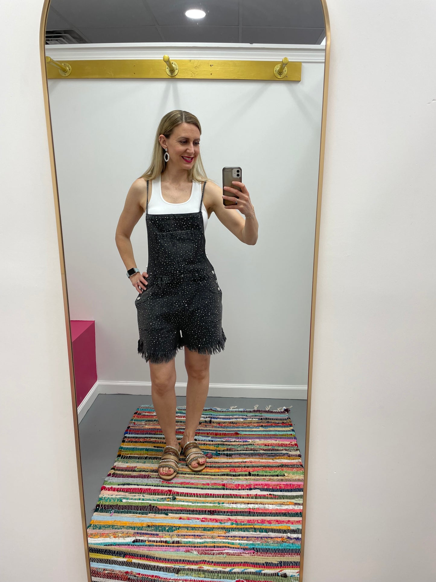 Rhinestone Denim Overalls