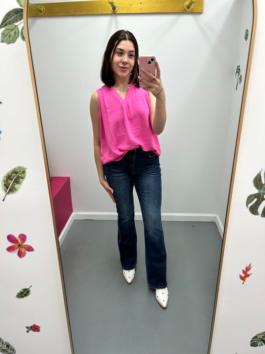 Layering Tank V-Neck/ Hot Pink