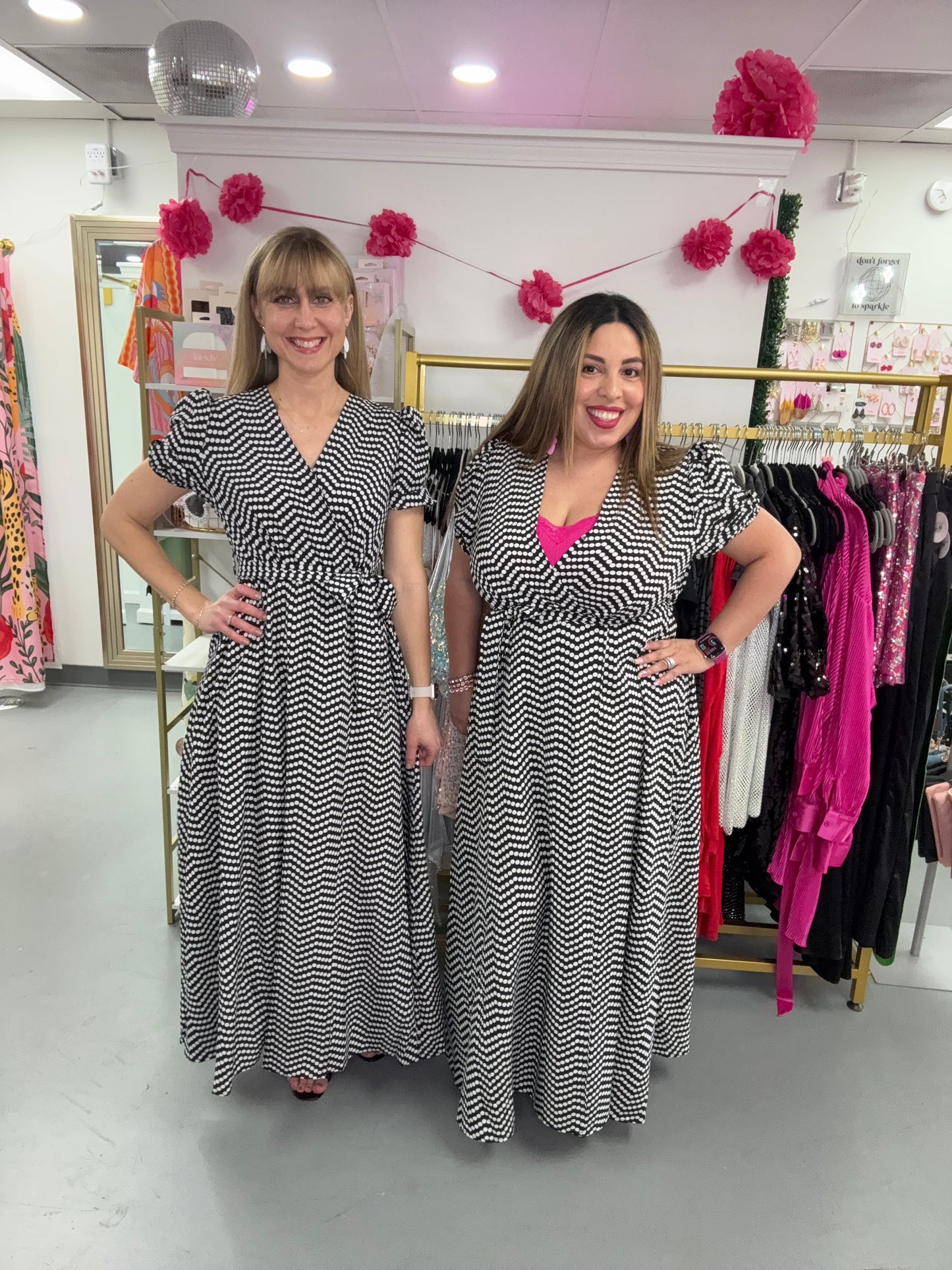 Dot Print Open Front Dress