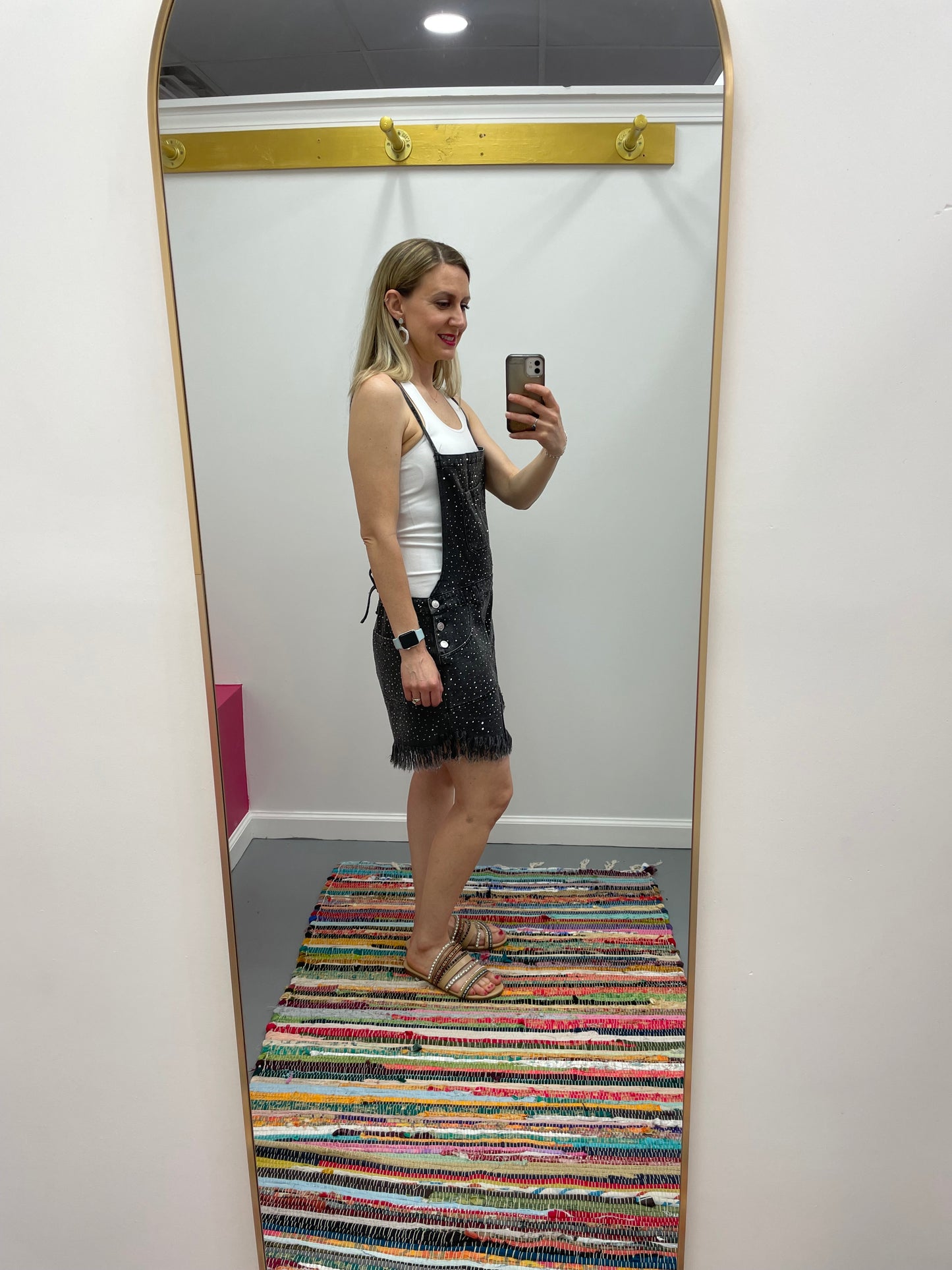 Rhinestone Denim Overalls