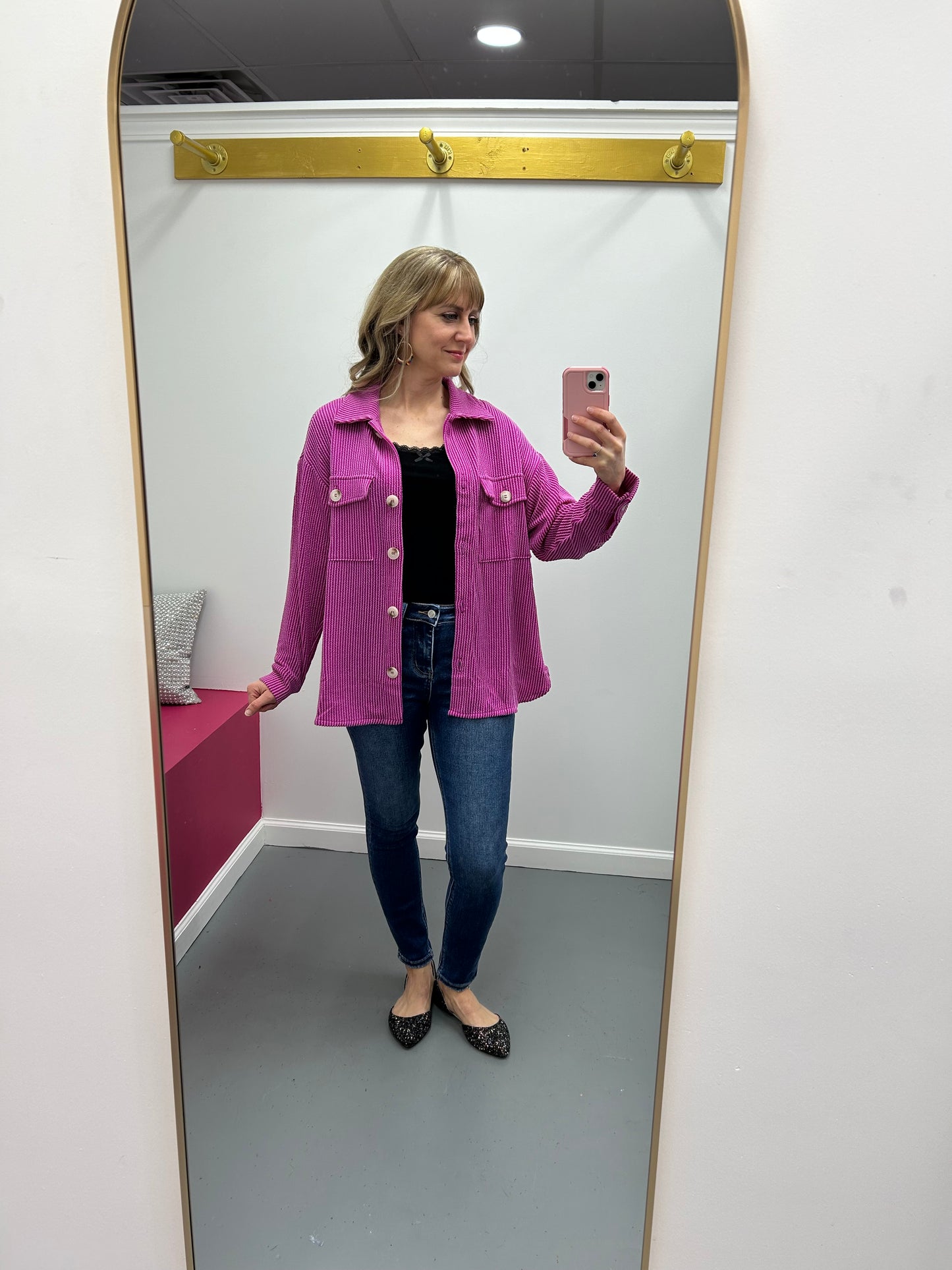 Ribbed Blouse Magenta