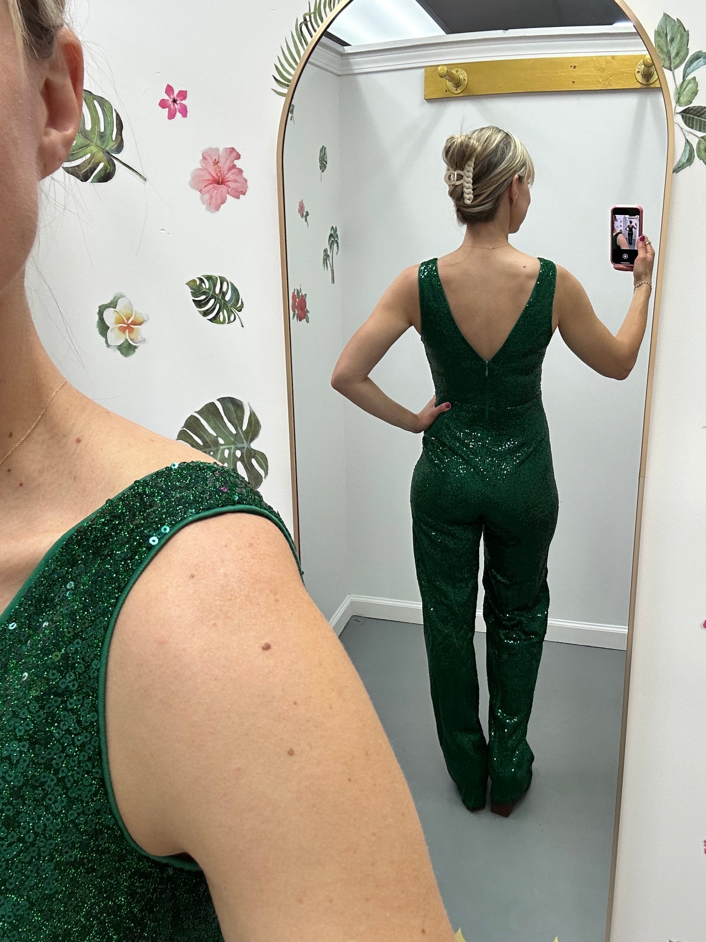 Sequin Jumpsuit Emerald