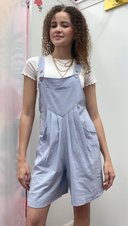Square Neck Romper Light Blue