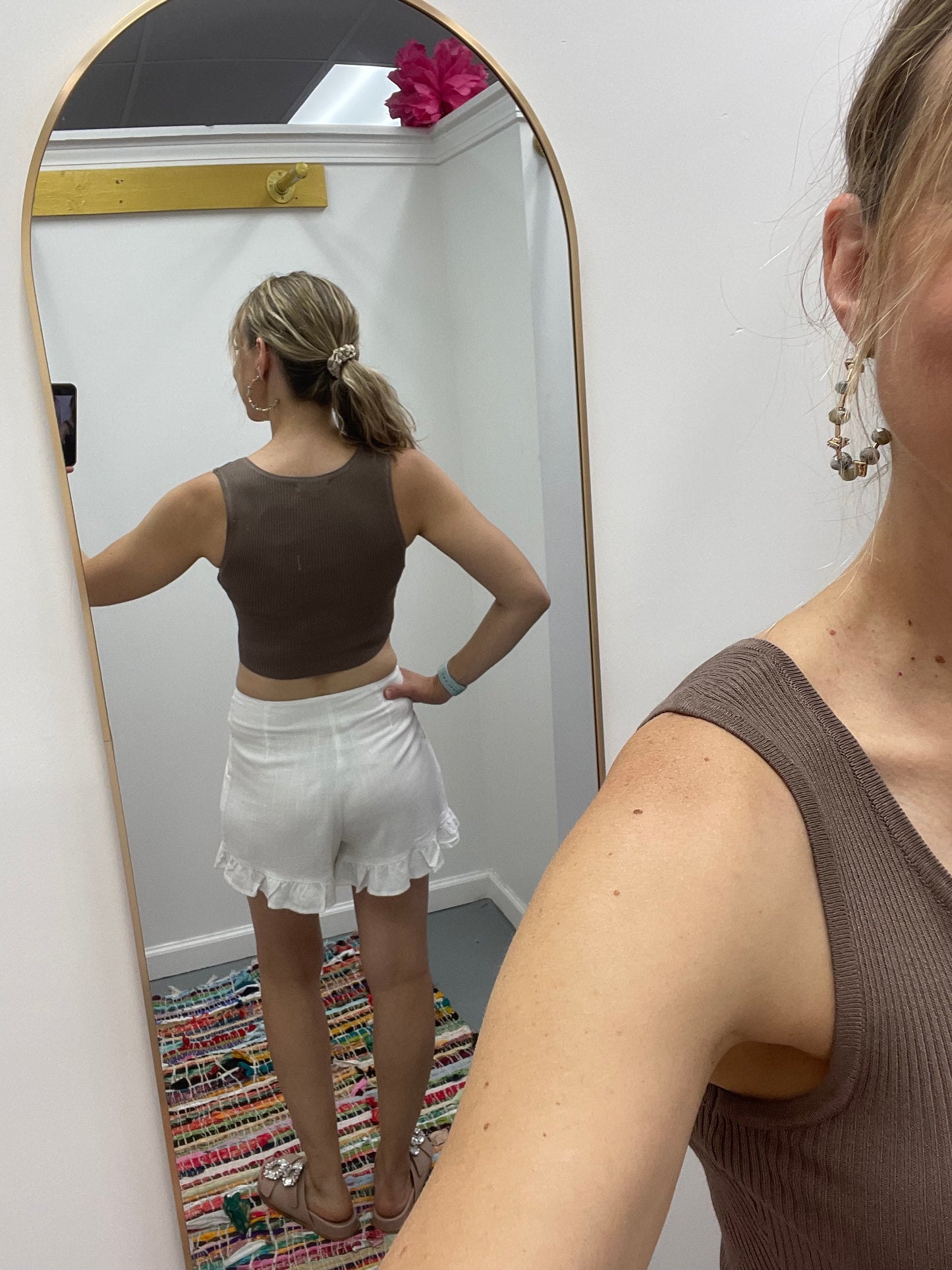 V Neck Buttons Knit Top Cocoa