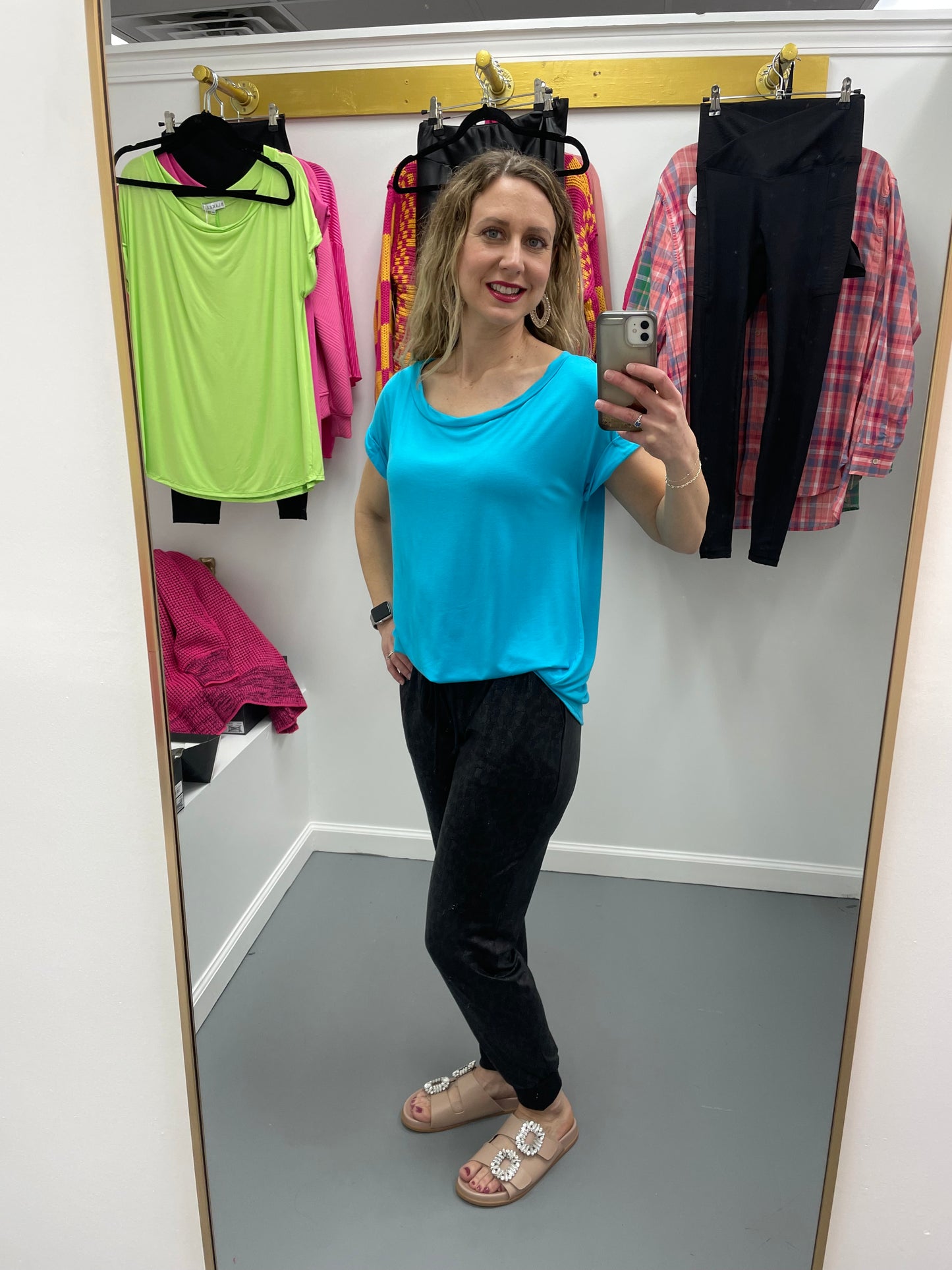 Cuffed SS Tee Aqua