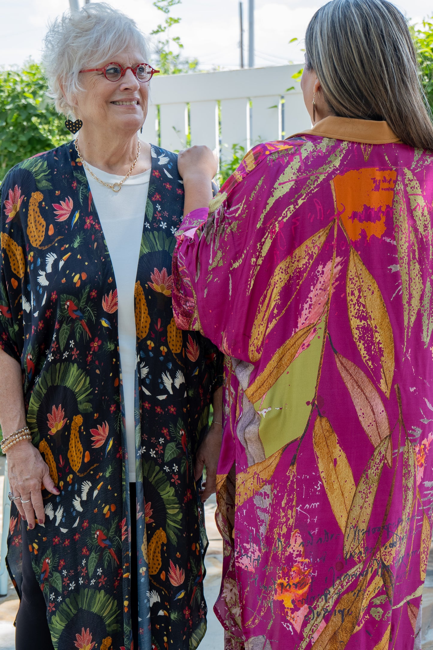 Abstract Long Kimono Magenta