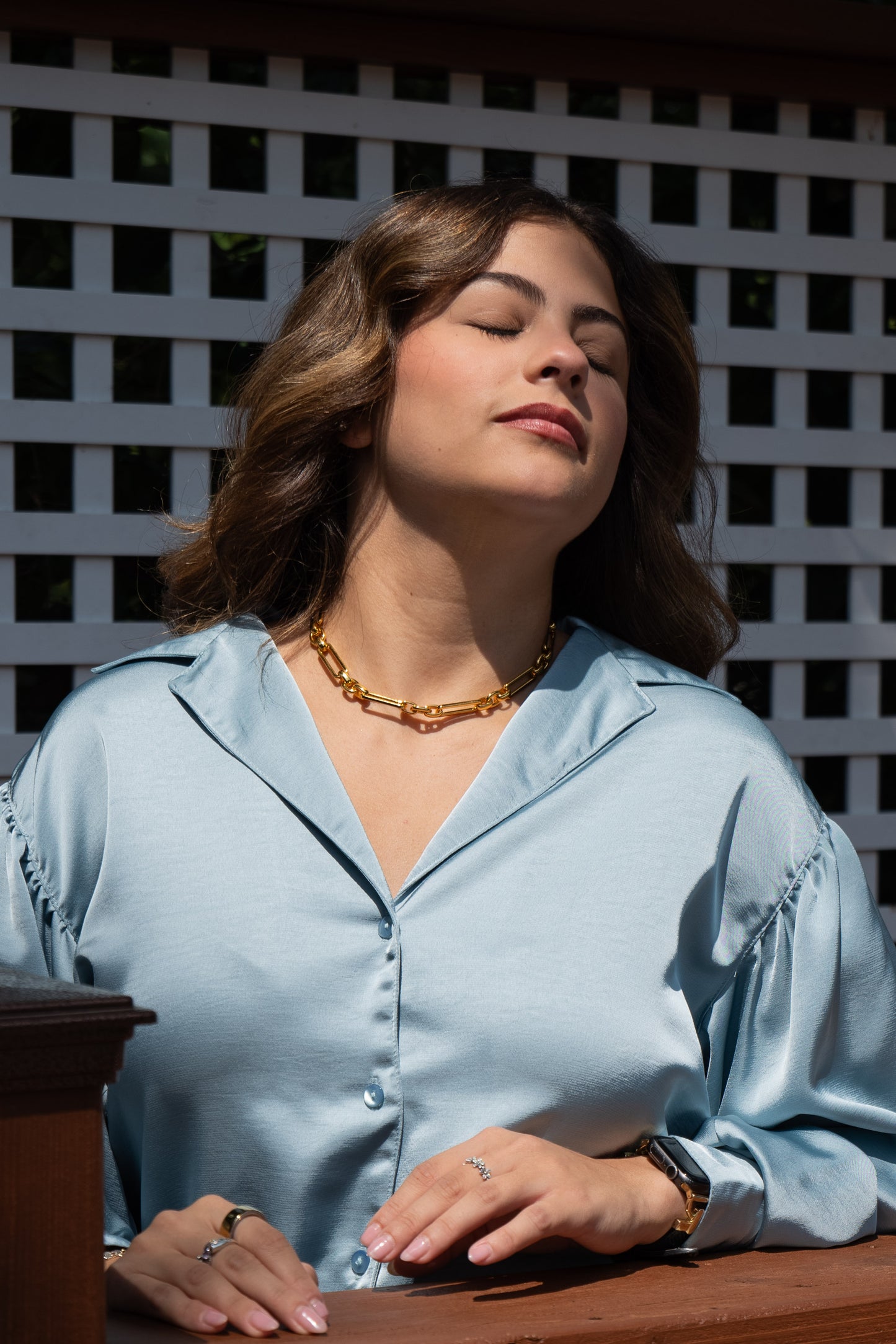 Collared Blouse Front Tie Slate