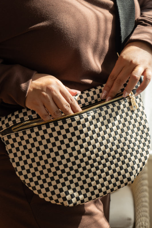 Woven Bum Bag Black Checkered