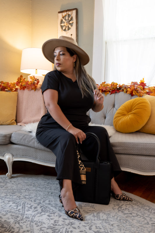 Luxe Jumpsuit Short Sleeve Black