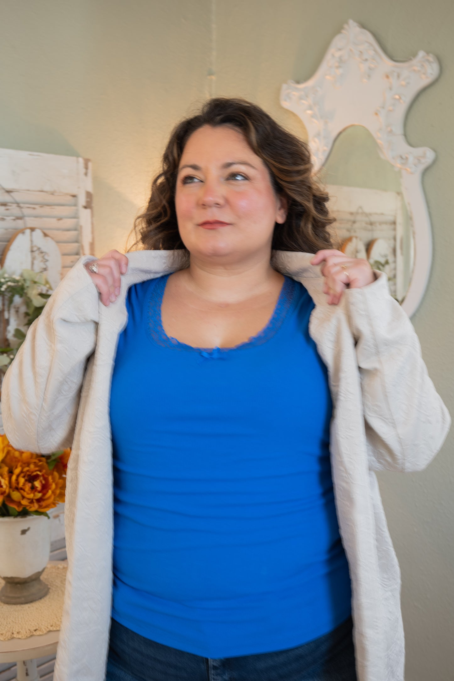 Textured Coat w Pockets Oatmeal