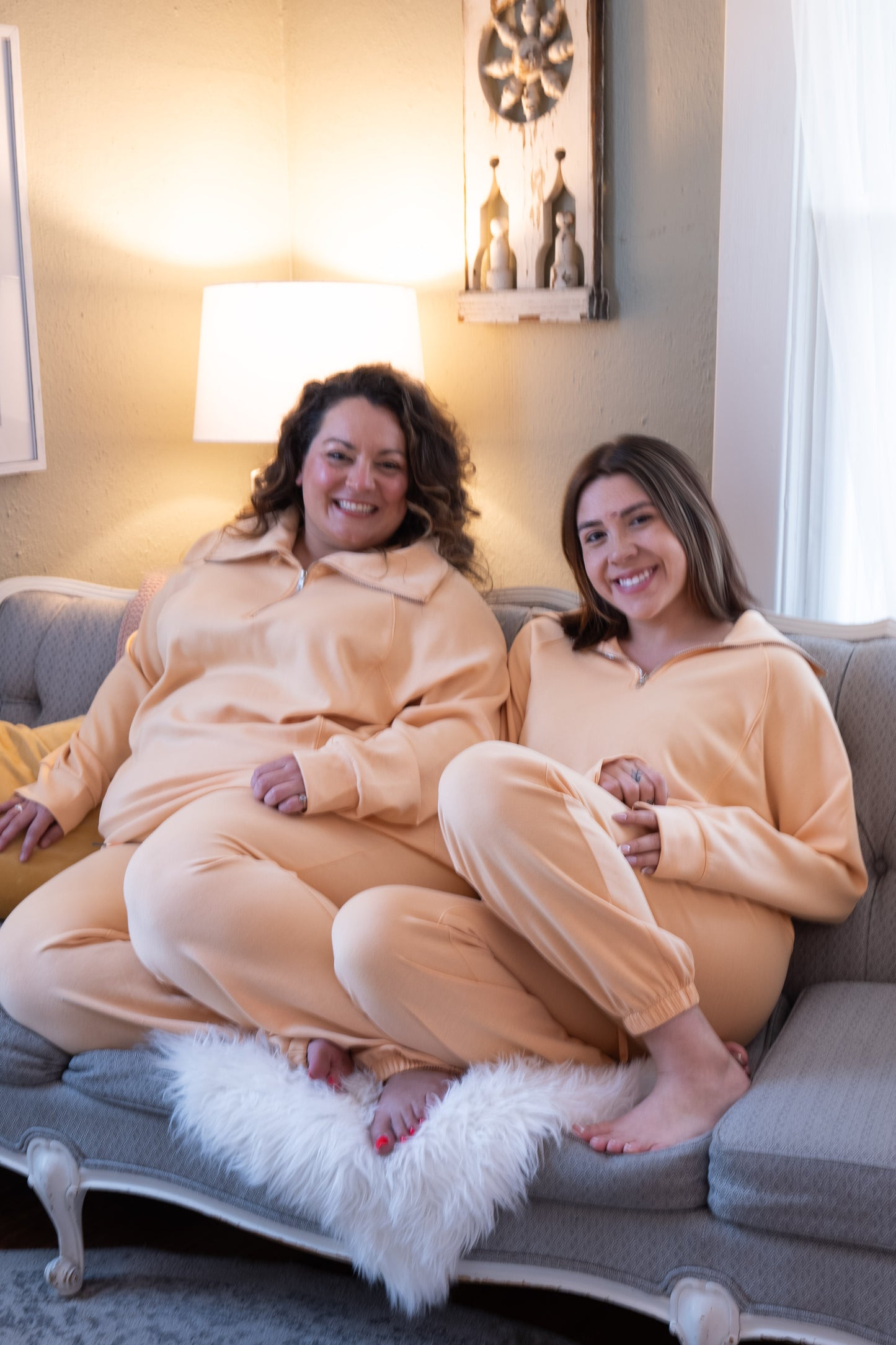 Cozy Quarter Zip Sweatshirt Apricot
