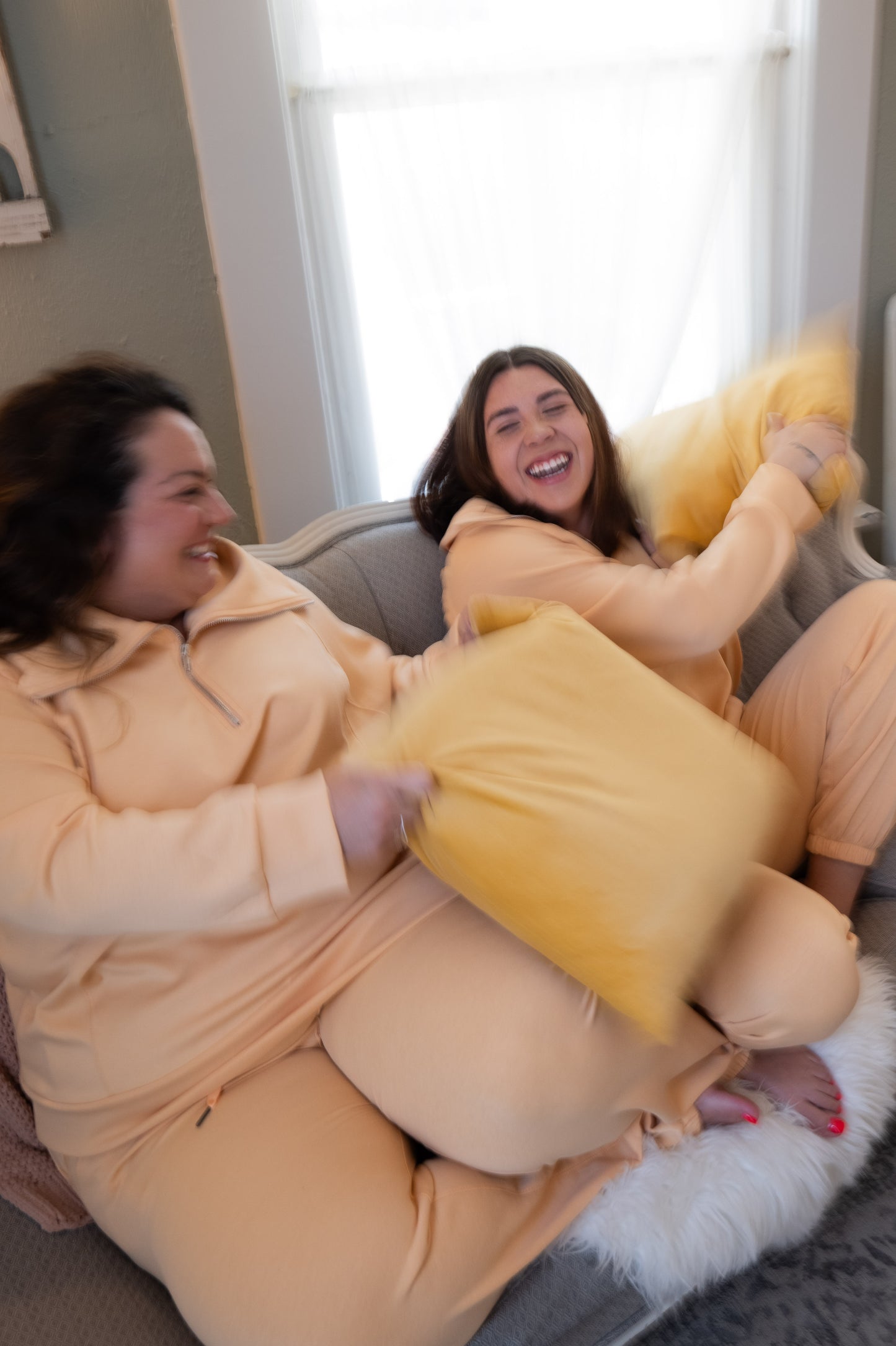 Cozy Quarter Zip Sweatshirt Apricot