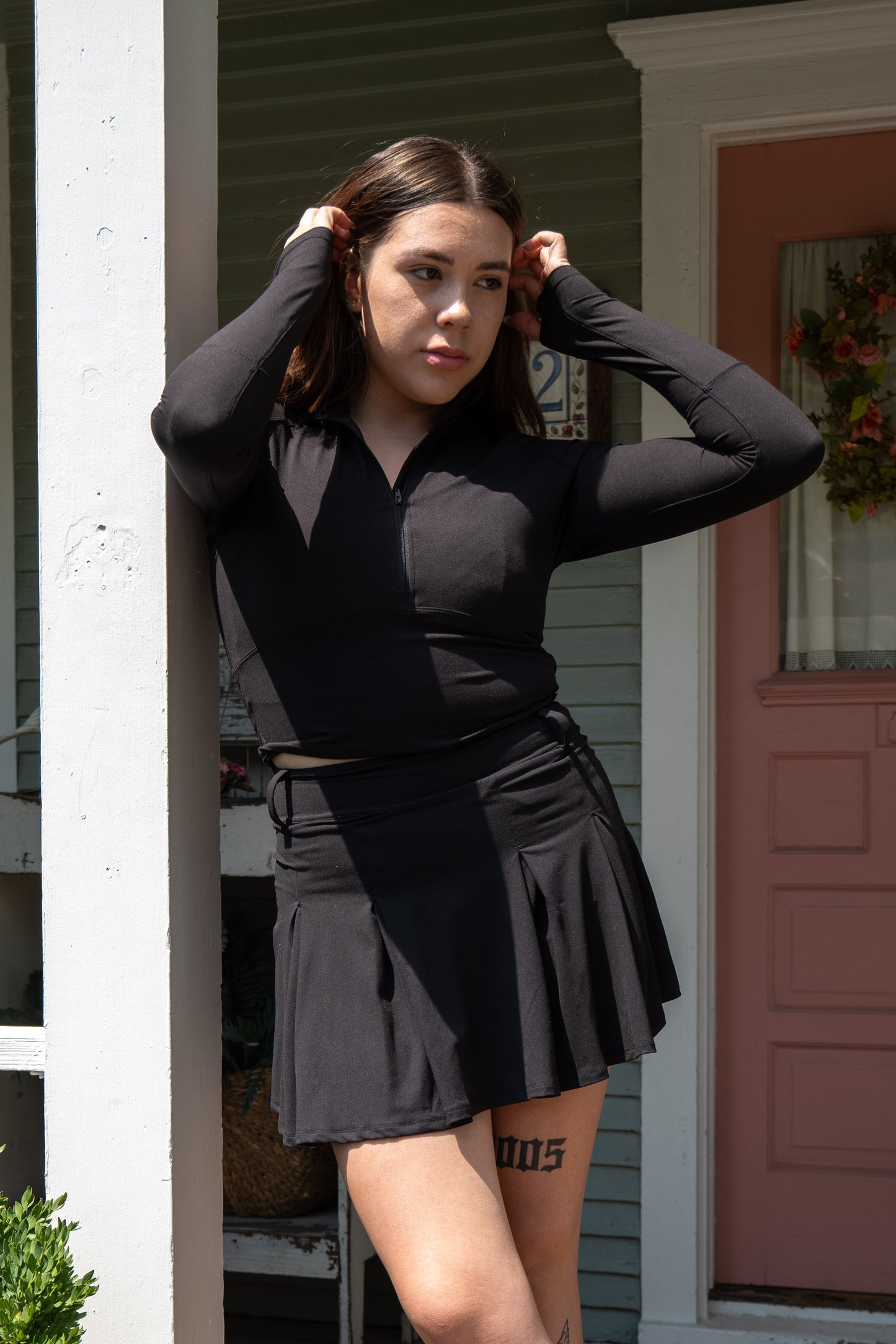 Cropped Half Zip Jacket Black