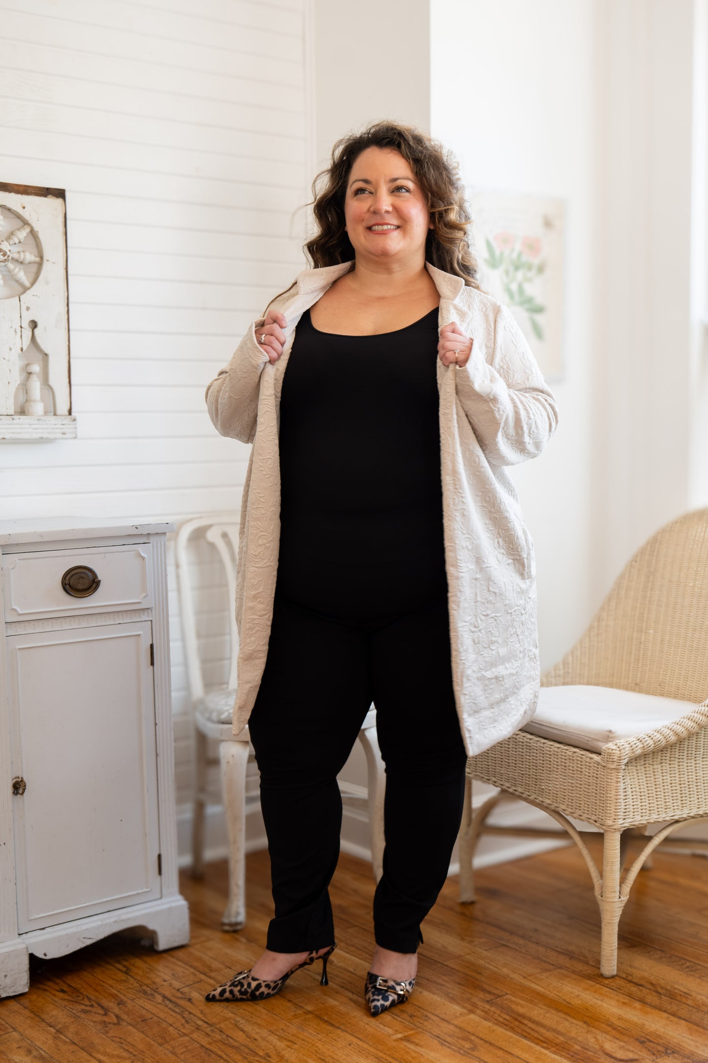 Textured Coat w Pockets Oatmeal