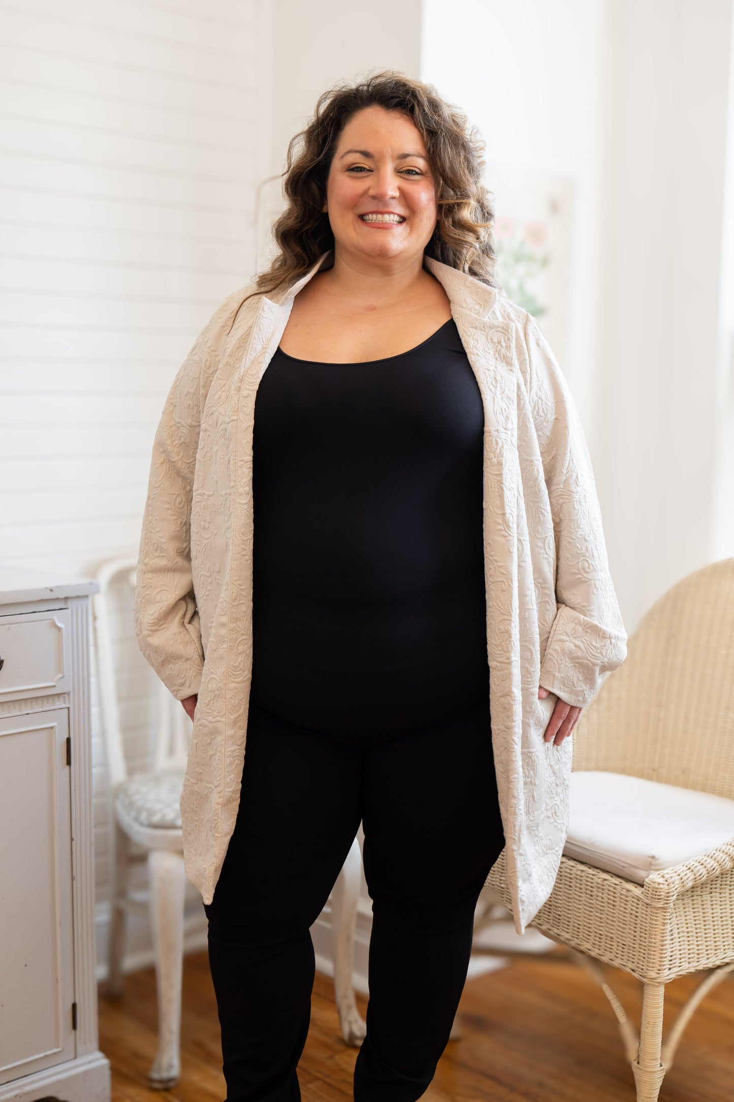 Textured Coat w Pockets Oatmeal