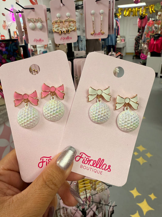 Golf Ball Bow Earrings