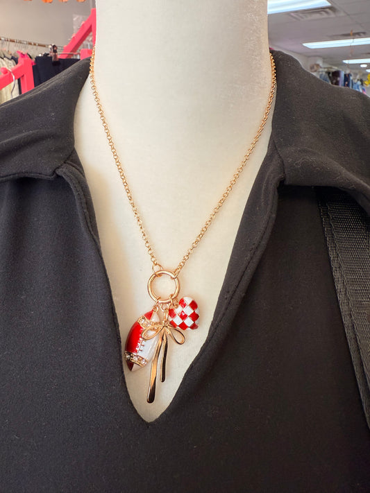 Football Heart Bow Necklace