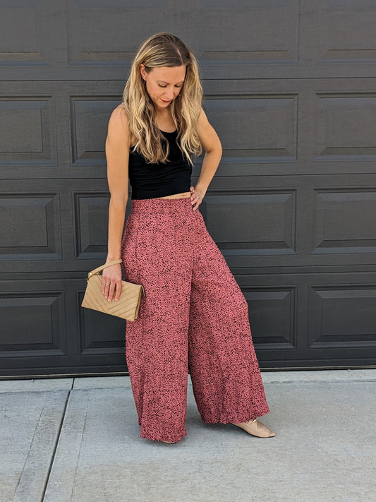 Dotted Pleated Pants Mauve