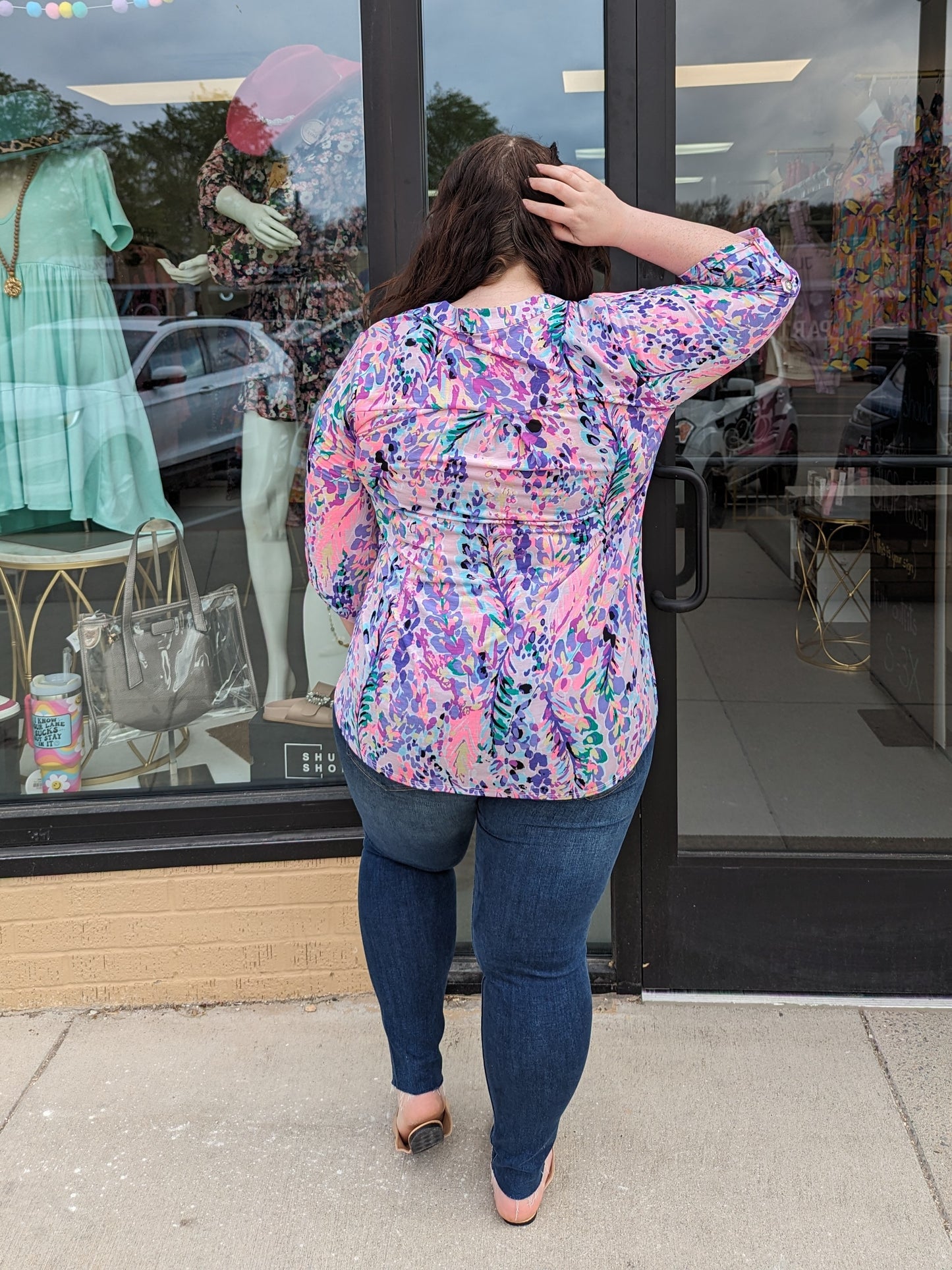 Curvy Top 3/4 Sleeves Bright (XL-3X)