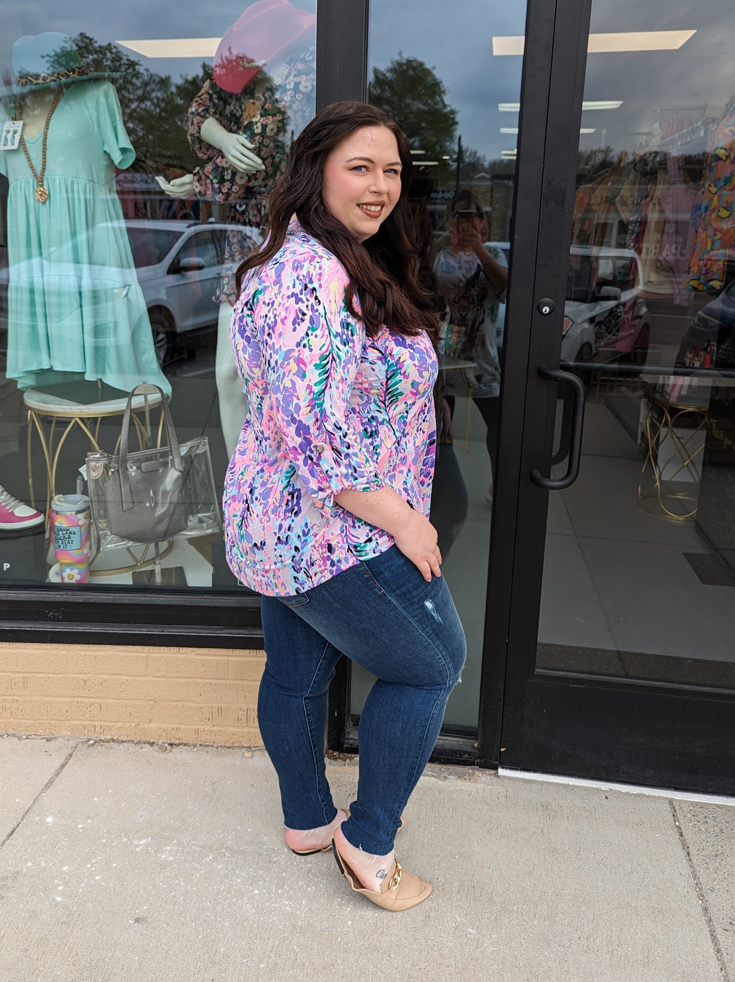 Curvy Top 3/4 Sleeves Bright (XL-3X)