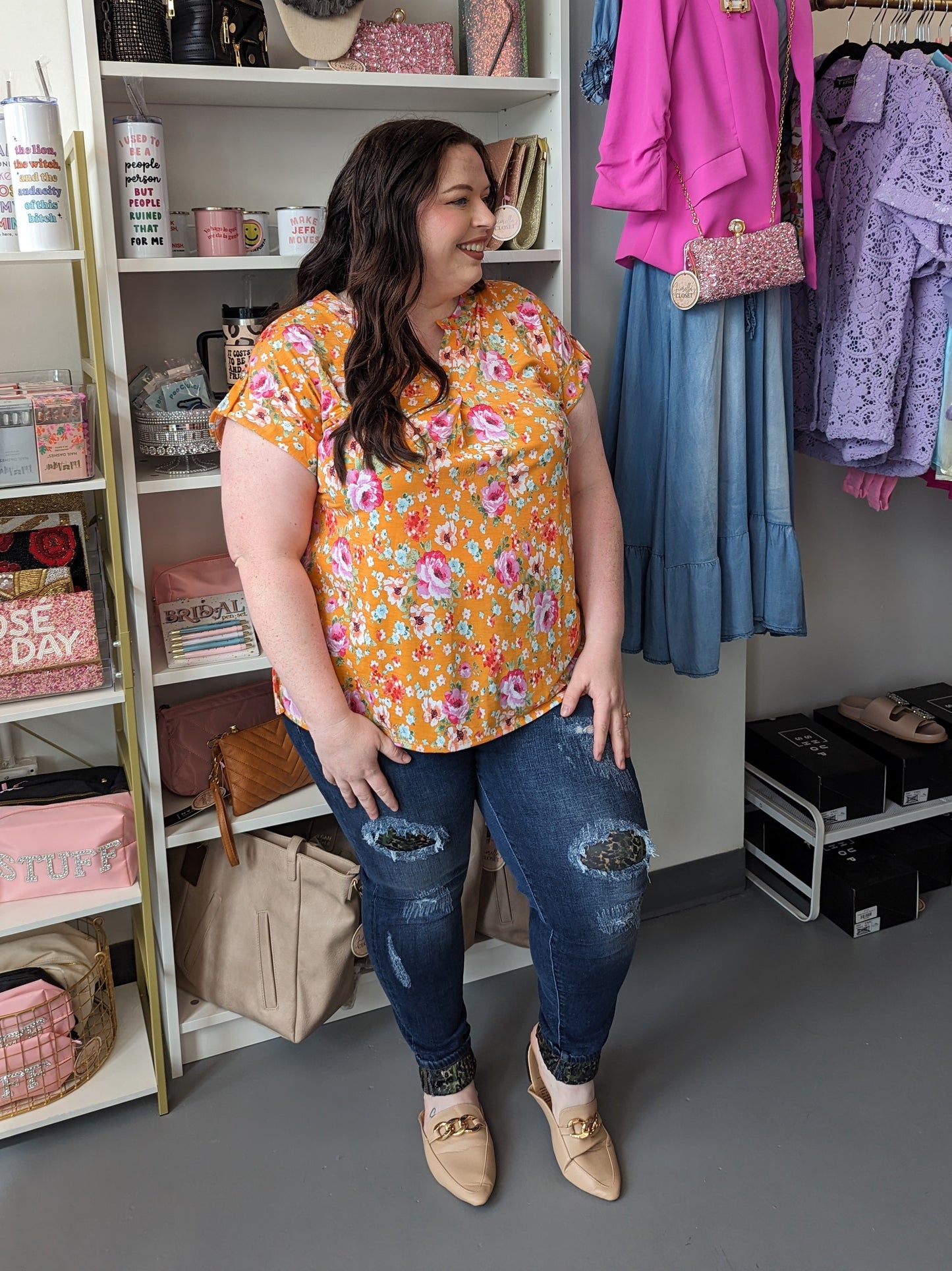 SS Top Apricot Floral (S-3X)