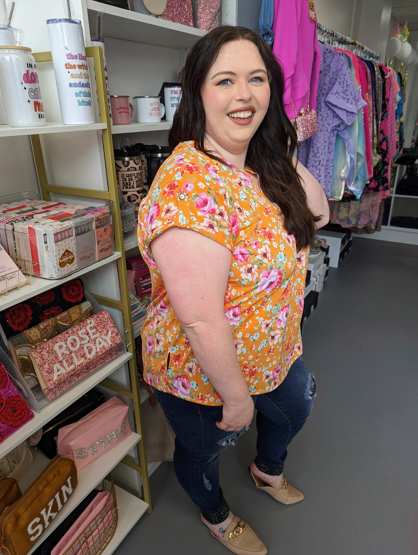 SS Top Apricot Floral (S-3X)