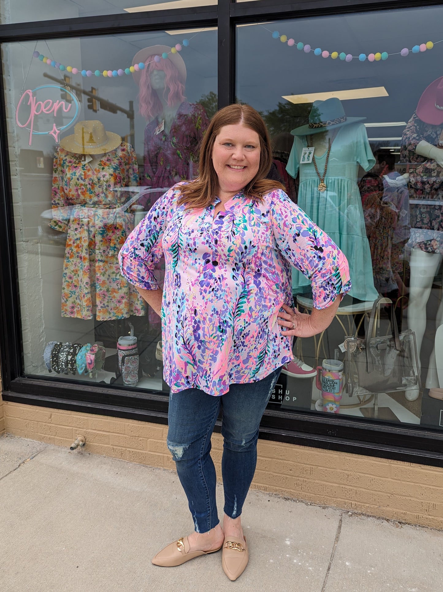 Curvy Top 3/4 Sleeves Bright (XL-3X)