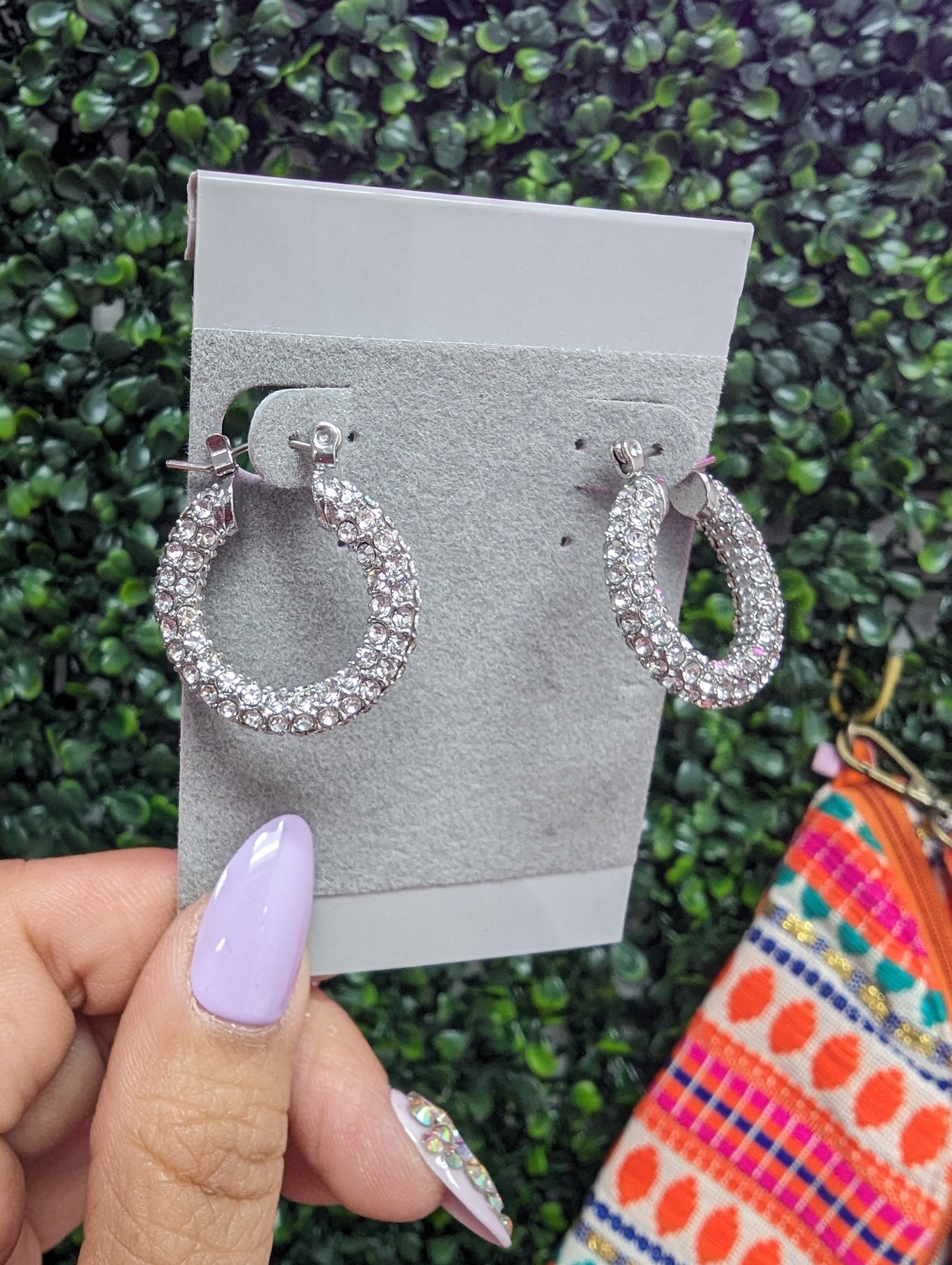 360 Sparkle Hoop Earrings Silver