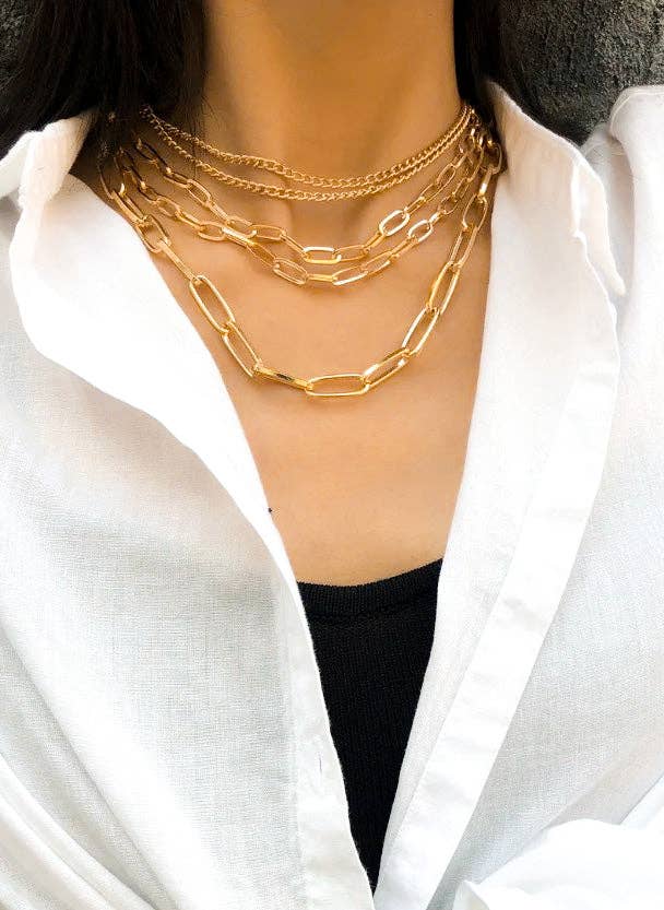 Layering Necklace 5 in 1 Gold
