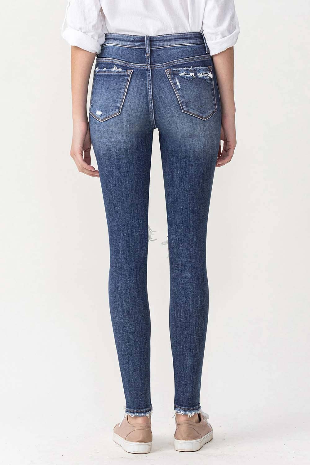 Hi Rise Distressed Skinny Jeans