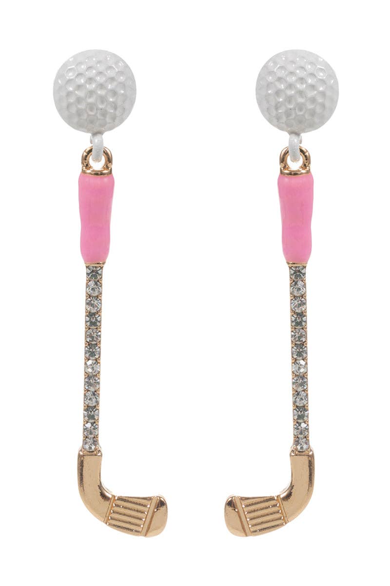 Golf Club Earrings Pink
