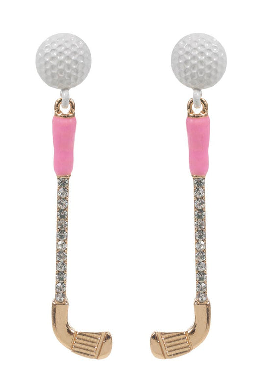 Golf Club Earrings Pink