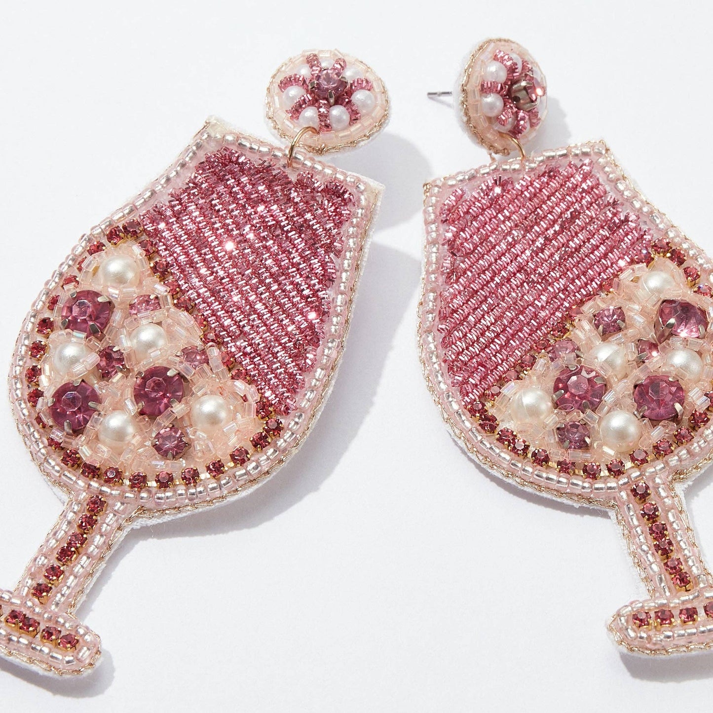 Pink Cocktail Beaded Earrings