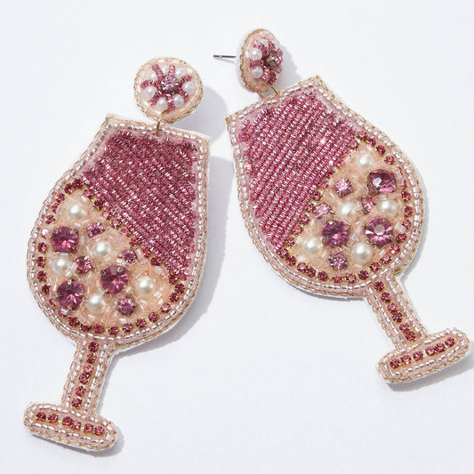 Pink Cocktail Beaded Earrings