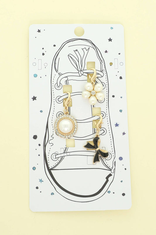 Shoe Charm Set Bear Pearl Flower