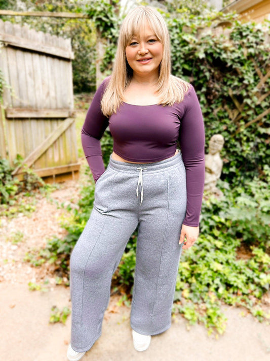 Wide Leg Scuba Sweatpants Gray