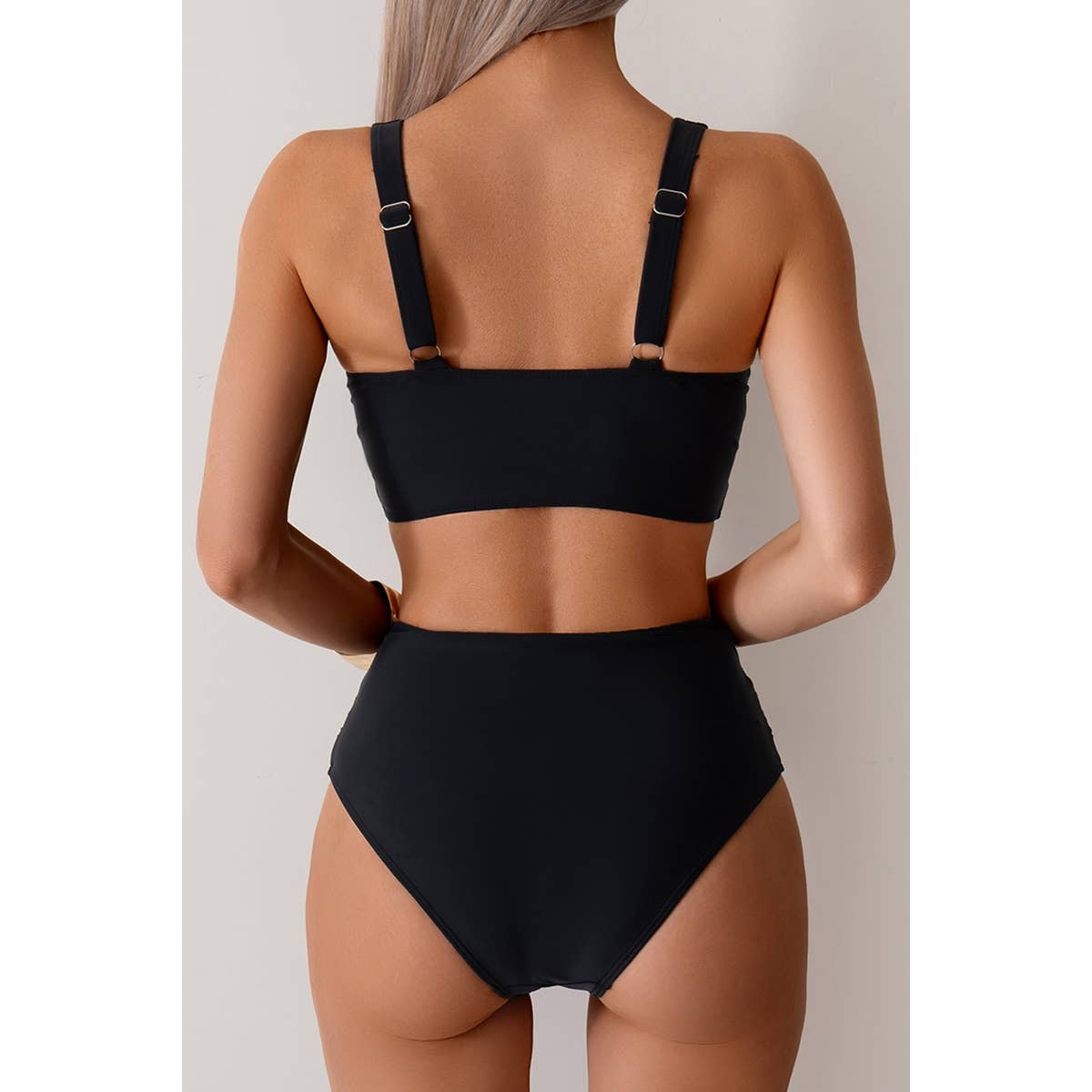 High Waist Cross Swimsuit Black