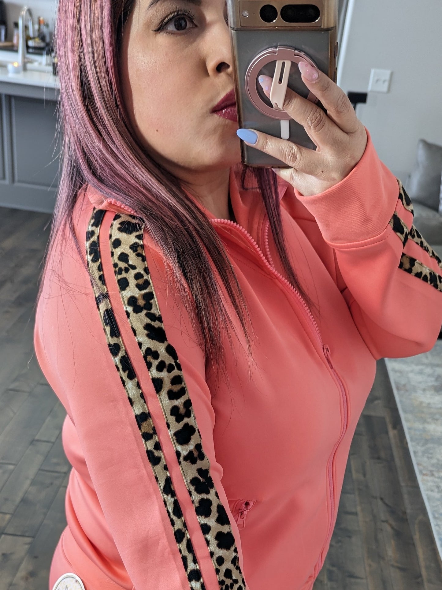 Jacket Jogger Leopard Trim Set