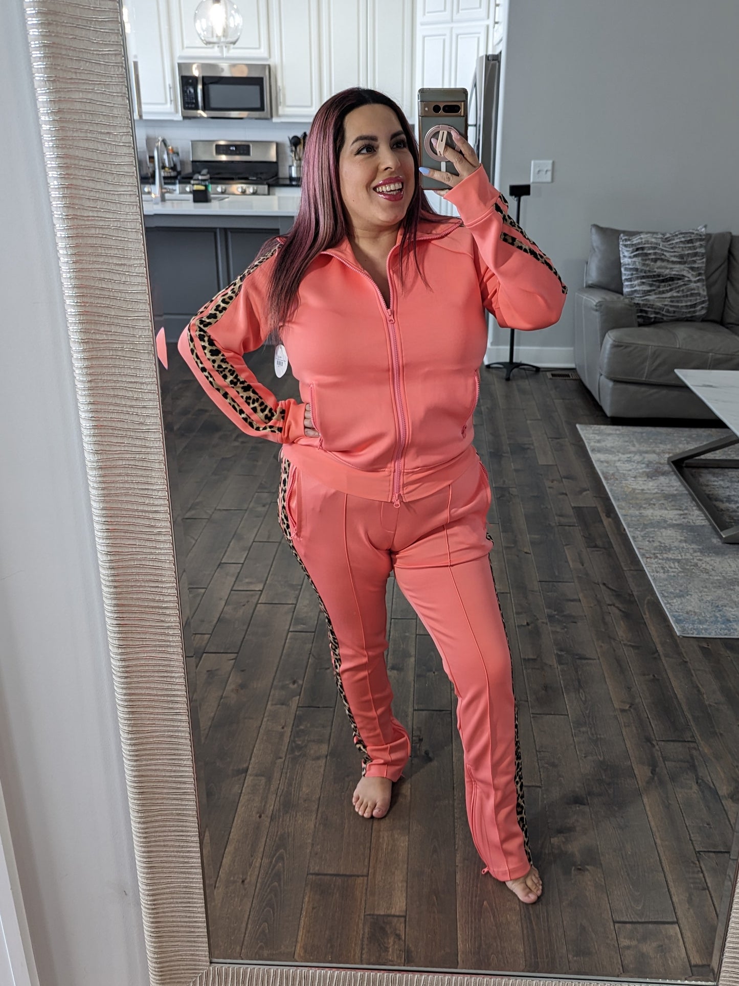 Jacket Jogger Leopard Trim Set
